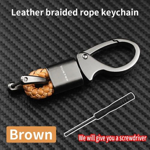Porte-Cls De Voiture En Corde De Cuir Tress  La Main En Alliage De Zinc, Boucle En Fer  Cheval En Mtal Pour Dacia Duster Lodgy Logan Sandero-2pcs-Duster Marron