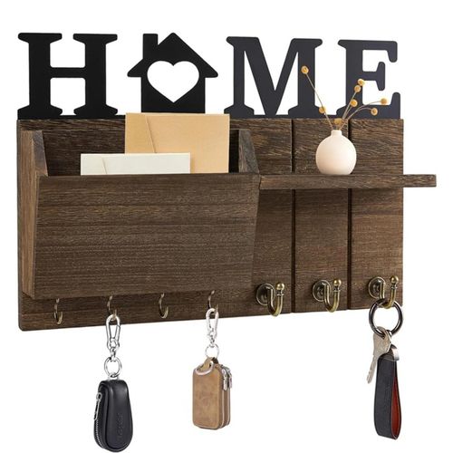 Porte-Cls En Bois Pour Organisateur De Courrier Rustique Multifonctionnel Mural Avec tagre Pour Couloir D'entre