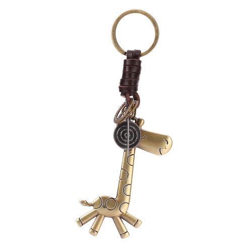 Porte-Cles En Cuir De Vache Tisse A La Main En Forme De Girafe, Pendentif A Suspendre, Decoration De Sac