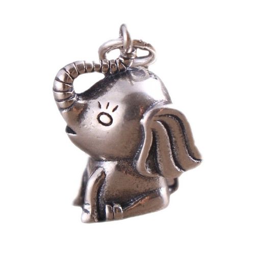 Porte-Cls En Forme D'lphant, Pendentif En Argent Vritable S925, Rtro De Bon Augure, Joli Mini Bb 3d, En Trois Dimensions, 2021