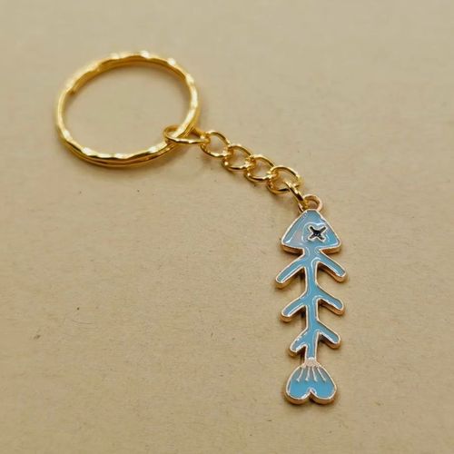 Porte-Cls En Forme D'os De Poisson Dgoulinant D'huile, Porte-Cls Amulette, Bijoux Faits  La Main, Ornement De Pendentif De Sac, Nouvelle Mode