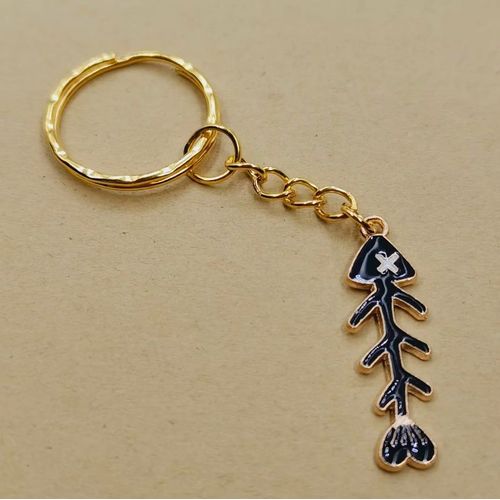 Porte-Cls En Forme D'os De Poisson Dgoulinant D'huile, Porte-Cls Amulette, Bijoux Faits  La Main, Ornement De Pendentif De Sac, Nouvelle Mode