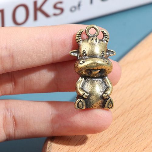 Porte Cls En Forme De Taureau Du Zodiaque En Laiton, Ornements Suspendus, Pendentif En Forme De Taureau Du Zodiaque, En Cuivre Rtro, Avec NUd Chinois