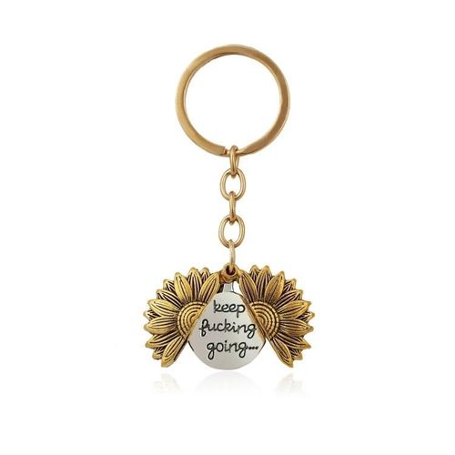 Porte-Cls En Or Ancien-Pendentif Tournesol Grav Recto-Verso Par