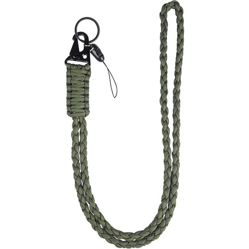 Porte-Cls En Paracorde Tour De Cou Badge & Cordon Tour De Cou Pour Hommes Porte Badge Tour De Cou Tress Renforc-Long Tour De Cou Tlphone Cls Badge D'identit Tlphone (Vert Arme)