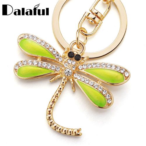 Porte Cls Libellule Chic Pour Femmes, En mail Vert, Insecte, Porte Cl Pour Voiture, Sac En Cristal, Pendentif K268, Nouveau