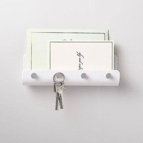 Porte-Cls Mural Blanc, Porte-Courrier En Plastique Moderne Et Porte-Cls, Petite tagre, Organisateur De Poste De Lettre Auto-Adhsif Pour Couloir D'entre K-Hao