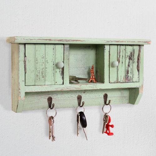 Porte-Cls Mural Hwc-A48 Avec Portes   Vert Shabby