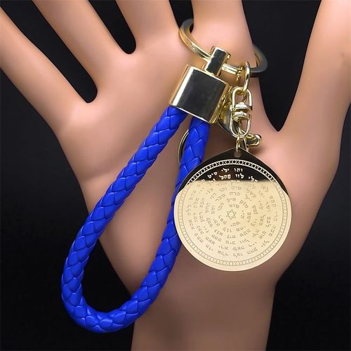 Porte-Cls Pendentif toile De Fc En Acier Inoxydable Pour Hommes Et Femmes, Bijoux En Cuir Pu, 72 Noms Du Dieu, Document Dor