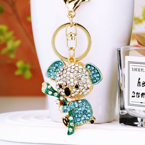 Porte-Cls Pendentif Koala Incrust De Strass, Porte-Cls De Voiture, Breloque De Sac (Bleu)