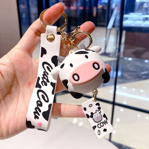 Porte-Cls Pendentif Vache Dessin,Porte-Cls Animal Cratif,Style Coren,Sac  Dos Mignon,Accessoires De Bijoux De Voiture,Cadeaux