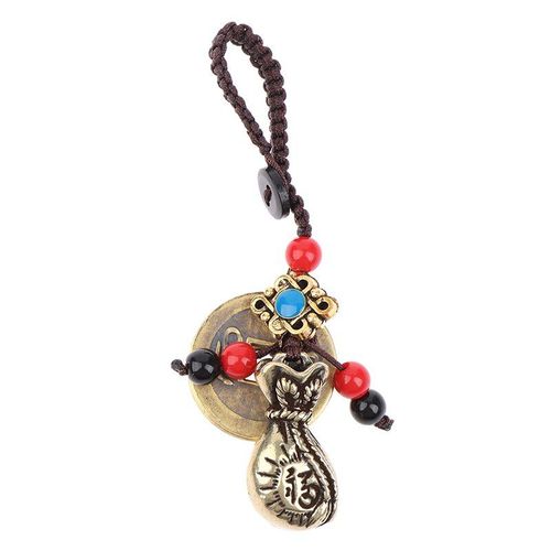 Porte Cls Porte Monnaie En Laiton, Pendentif Fait  La Main, Corde Porte Bonheur Feng Shui, Bijoux Suspendus, Pices Anciennes, Porte Cls De Voiture