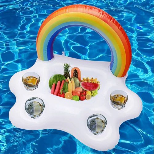 Porte-Gobelet Gonflable Arc-En-Ciel Nuage Flottant Pour Salade De Fruits - Bar De Table - Bar - Piscine - Float Party - Piscine - Boissons Flottantes D't - Porte Bouteille