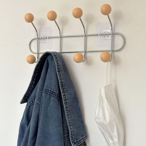 Porte-Manteau Mural Pour Hall D'entre,Sac  Dos Portable,Casquette,charpe,Cintres De Rangement Pour Vtements De Chambre,Crochets T1 - Type Apricot-4 Hooks