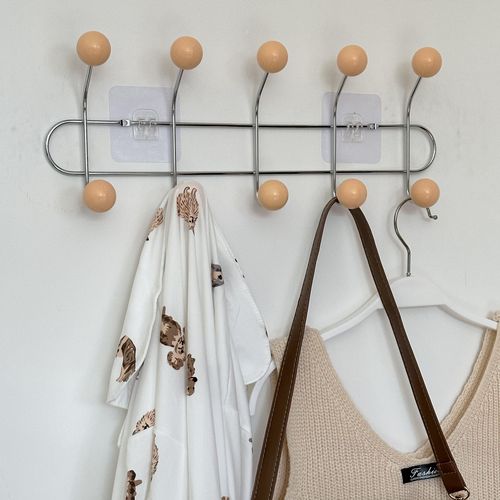 Porte-Manteau Mural Pour Hall D'entre,Sac  Dos Portable,Casquette,charpe,Cintres De Rangement Pour Vtements De Chambre,Crochets T1 - Type Apricot-5 Hooks
