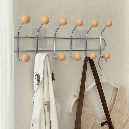 Porte-Manteau Mural Pour Hall D'entre,Sac  Dos Portable,Casquette,charpe,Cintres De Rangement Pour Vtements De Chambre,Crochets T1 - Type Apricot-6 Hooks #B