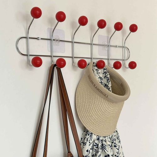Porte-Manteau Mural Pour Hall D'entre,Sac  Dos Portable,Casquette,charpe,Cintres De Rangement Pour Vtements De Chambre,Crochets T1 - Type Red-6 Hooks #B