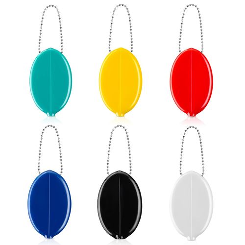 Porte-Monnaie En Caoutchouc 6 Pices Porte-Monnaie Ovale Porte-Monnaie Color Avec Chane Pour Voyage Multi-Usages, Multicolore, M