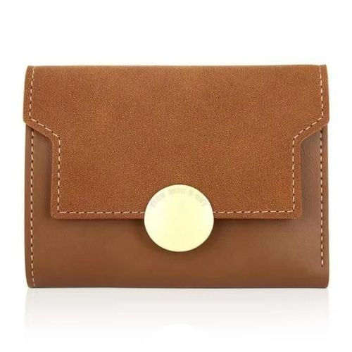 Porte-Monnaie En Cuir Pu Marron Double Texture Pour Femmes Porte-Cartes Sac  Main Bi-Matire Imitation Daim Bouton  Pression