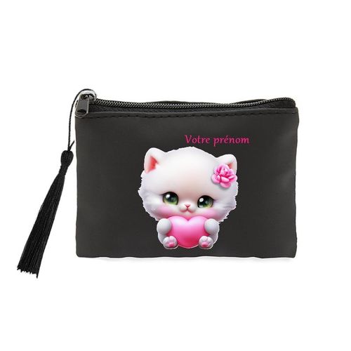 Porte Monnaie Et Cles Noir Chat Peluche Personnalisee