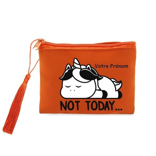 Porte Monnaie Et Cles Orange Licorne Paresseux Personnalisable