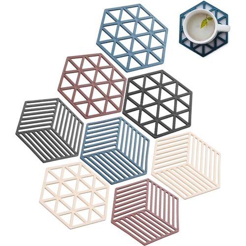 Porte-Pot En Silicone, Porte-Pot Hexagonal, Coussins Chauffants Pliants En Silicone Pour Boissons, Sous-Verres  Fleurs, Sous-Verres De Table, 8 PiCes