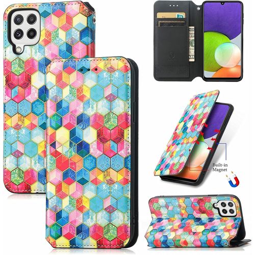 Portefeuille Pour Samsung Galaxy A22 4g Couleurs Pochette Portefeuille Aimant Pu Cuir Flip Housse tui Rabat Cover Case Wallet Color Peint Toucher Tlphone tui Housse,Cas De L'espace Magique