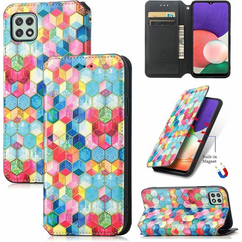 Portefeuille Pour Samsung Galaxy A22 5g Couleurs Pochette Portefeuille Aimant Pu Cuir Flip Housse tui Rabat Cover Case Wallet Color Peint Toucher Tlphone tui Housse,Cas De L'espace Magique