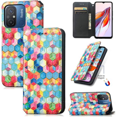 Portefeuille Pour Xiaomi Redmi 12c Couleurs Pochette Portefeuille Aimant Pu Cuir Flip Housse tui Rabat Cover Case Wallet Color Peint Toucher Tlphone tui Housse,Cas De L'espace Magique