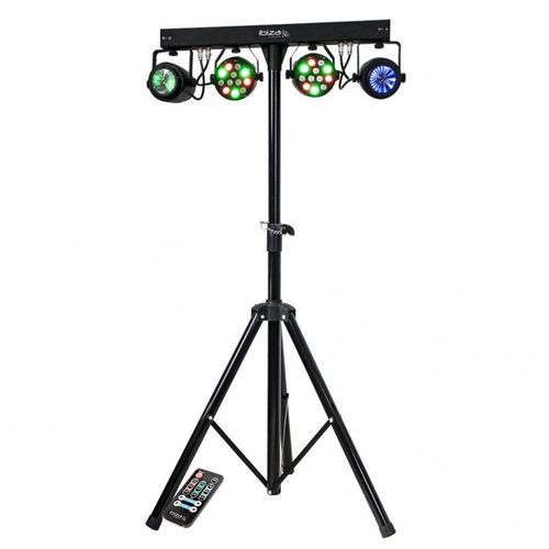 Portique Lumires Ibiza Light DJLIGHT60 2 Projecteurs PAR 12 LED RVBB de 1W, 2 Moon Flower  LED RGBWA, DMX, Tlcommande