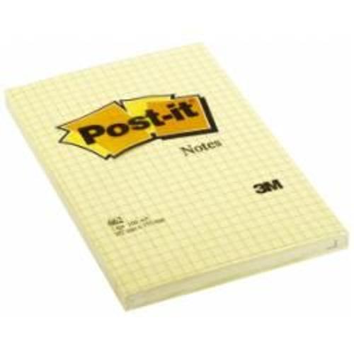 Post-It 662 - Notes - 102 X 152 Mm - 100 Feuilles - Jaune Canari - Quadrill