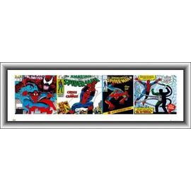 Poster Reproduction encadré: Spider-Man - Amazing Spiderman, Bande Dessinée  (33x95 cm), 4cm Cadre MDF, Argent | Rakuten