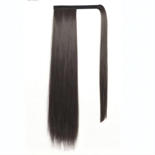 Postiche Queue De Cheval Extension De Cheveux Raides 55cm Synthtique Avec Fermentation De Bande Enveloppante (Noir Brun)
