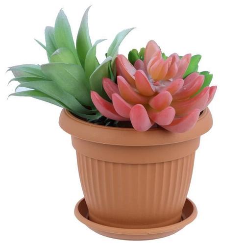 Pot De Fleur Avec Soucoupe Plastique Marron D 50 Cm Cache Pot Classique Jarnidniere Rond Bol Boite A Fleurs Plantes