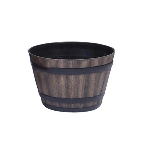 Pot De Fleur De Tonneau En Bois Imitation Noyer Couleur paisse Et Durable Jardinire Rtro De Grande Capacit Pour La Maison Et Le Jardin Un,A