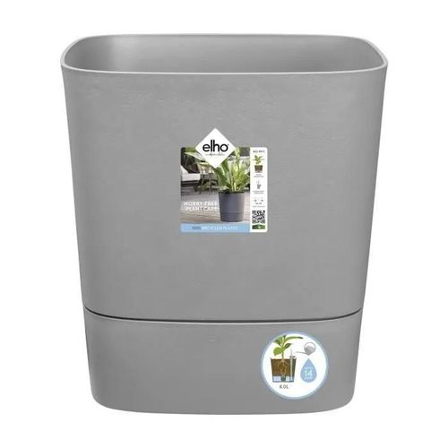 Pot De Fleurs Carr Extrieur/Intrieur 38 X 38 Cm Elho Aqua Care Greensense Gris Ciment