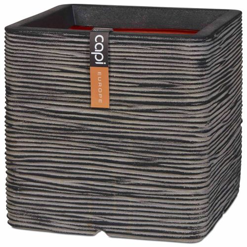 Capi Jardinire Nature Rib Carr 40 X 40 Cm Anthracite Kofz903