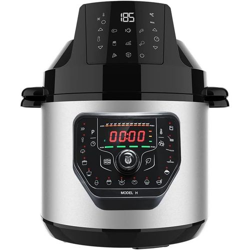 Pot Programmable Avec Tte Friteuse D'Air Gm H Fry. Robot De Cuisine Multifonction, 6 Litres, Couvercle Advance, Programmable 24H, Temprature Rglable, Recette, Gris[IND6230839]