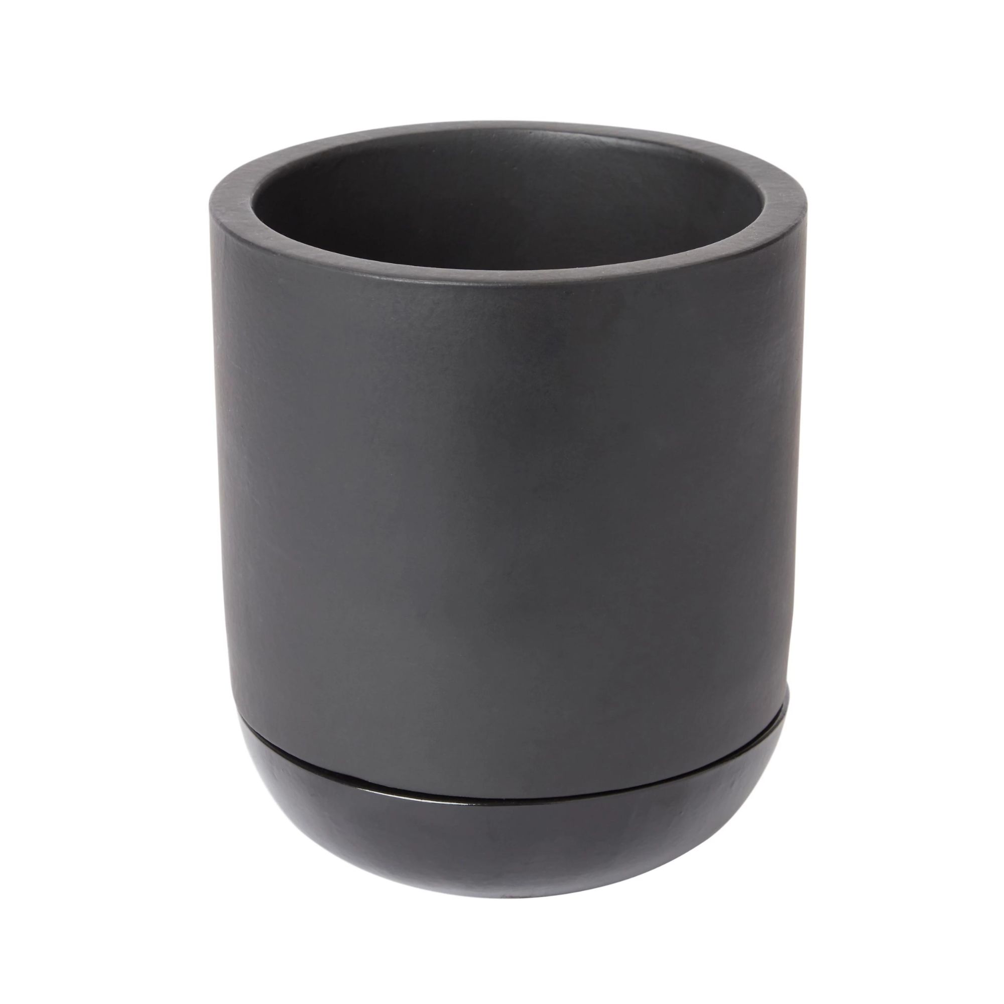Pot Rond maill Noir 12 Cm Avec Soucoupe