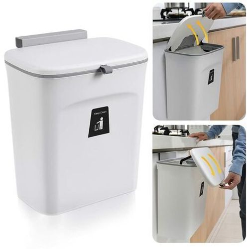 Poubelle de cuisine suspendue avec couvercle, poubelles de placard pour porte d