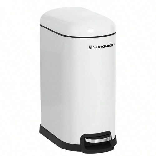 Poubelle De Salle De Bain 10l, Petit, Couvercle, Poubelle  Pdale Pour Toilettes, Compact, Petit Espace, En Acier, Fermeture En Douceur, Blanc Nuage