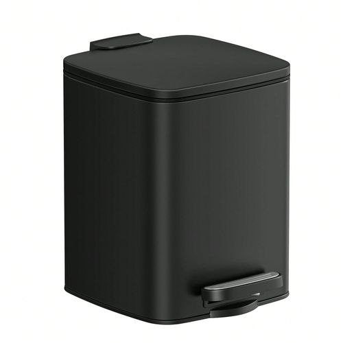 Corbeille  Dchets  Pdale Avec Couvercle, 6l, Pour Les Petits Espaces, Fermeture En Douceur, En Acier, Noir