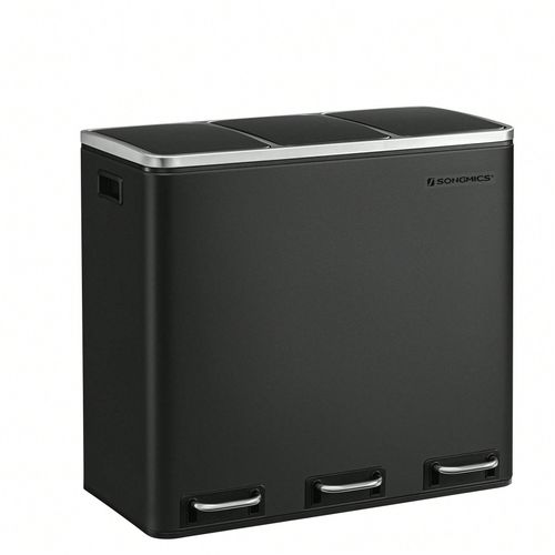 Poubelle Tri Slectif 3 Bacs, 3 X 18l, Poubelle 3 Compartiments, Couvercle  Fermeture Lente