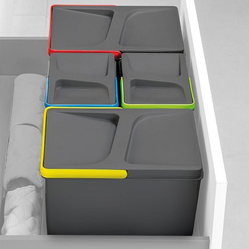 Poubelle De Tri-Slectif - 2x15 L + 2x7 L - Avec Base - Recycle Emuca