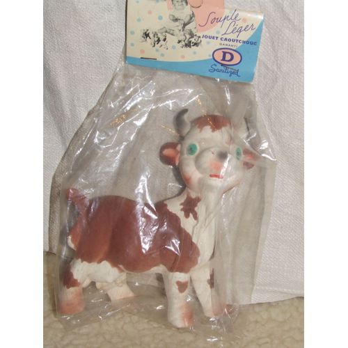 Pouet Delacoste Vache Marron Blanche Yeux Verts Ancien Vintage