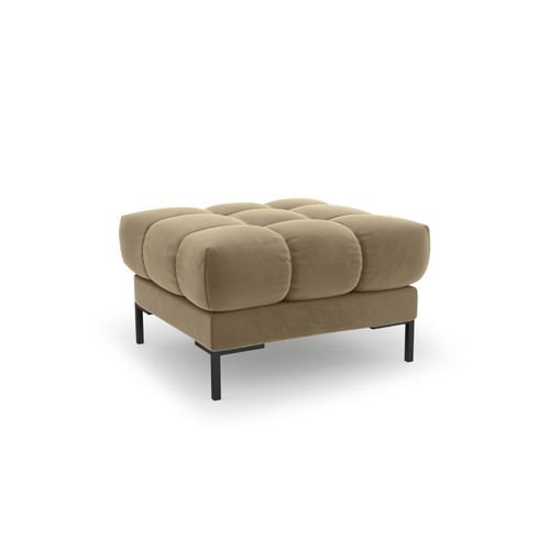 Pouf 1 Place En Tissu Velours Beige