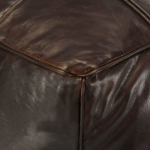 Pouf 60 X 60 X 30 Cm Marron Fonc Cuir Vritable De Chvre - Vidaxl