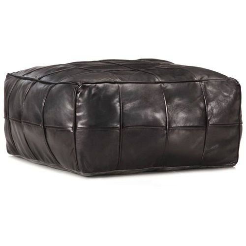 Pouf 60 X 60 X 30 Cm Noir Cuir Vritable De Chvre - Vidaxl