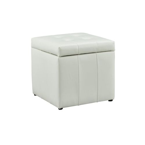 Pouf Coffre De Rangement Serafino En Simili - Blanc
