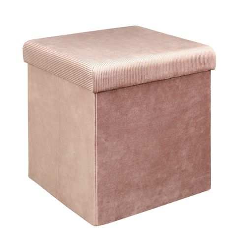 Pouf Coffre Pliable En Velours Design Giulia - L. 38 X H. 38 Cm - Rose